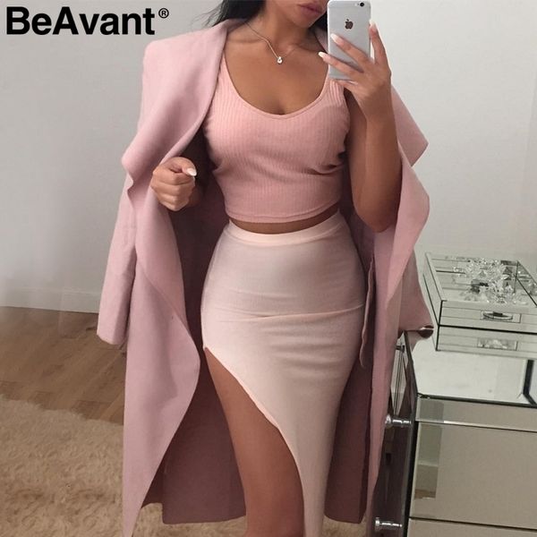 

beavant ruffled warm wool coat women turndown collar pink long coat autumn overcoat female sash black winter coat outwear 2018 y190926