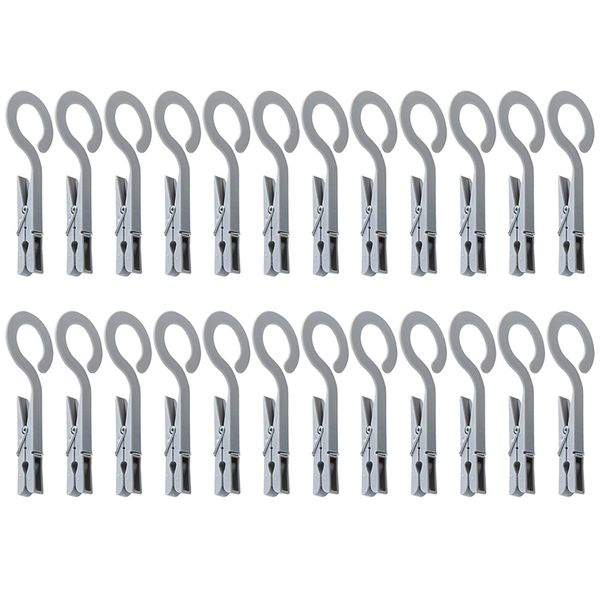 

24pcs пластиковых прищепки ветрозащитной прачечная крюк вешалка для одежды висячих зажимов бытовой прищепки hook носков папка