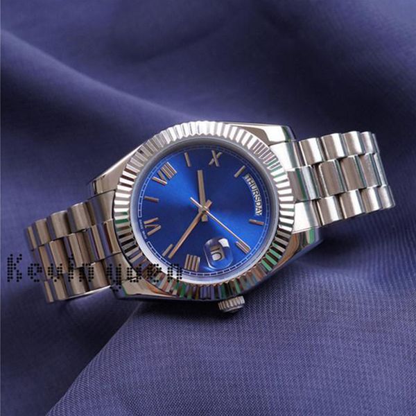

20 colors day date blue dial watch mens luxury watch day-date president automatic designer watches mechanical roma dial wristwat, Slivery;brown