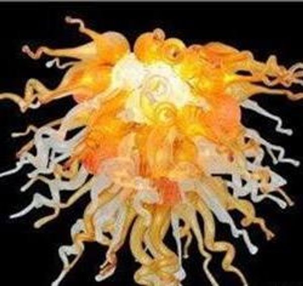 

amber & white hand blown glass chandelier modern pendant lights gold chandelier light for living room ballroom art decoration