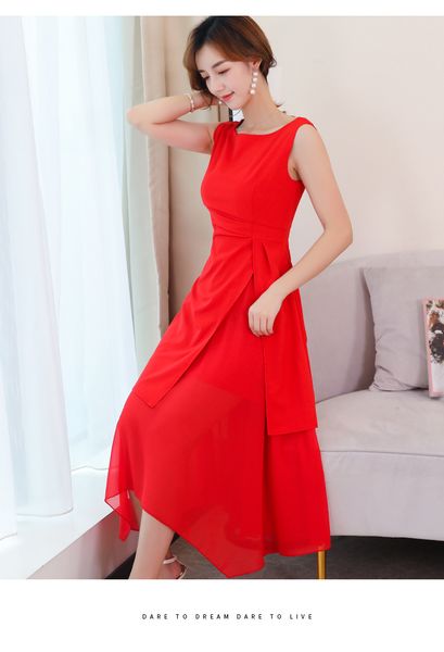 

watermelon red sleeveless fashion condole knitted dress, Black;gray