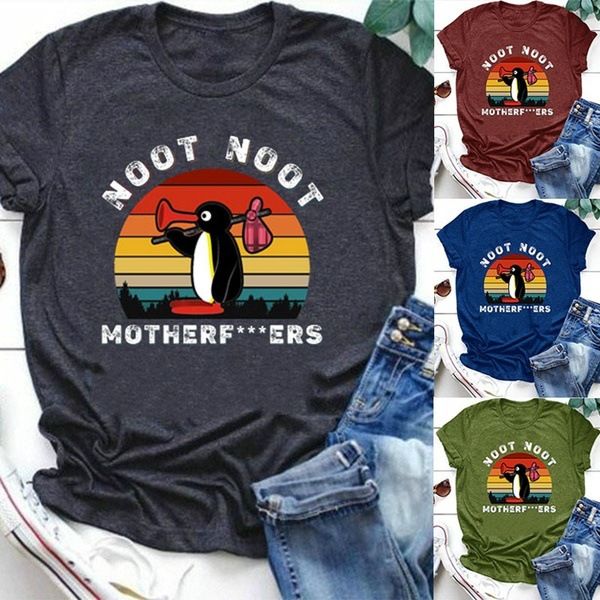 

new harajuku cartoon female tshirt penguin print short sleeve & tees fashion casual t shirt women clothing t-shirts, White