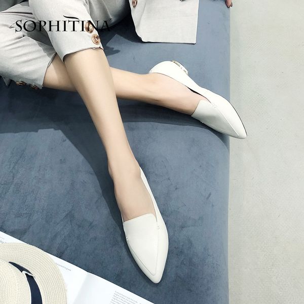 

sophitina new women's pumps cow leather fashion pointed toe comfortable round toe shoes spring casual 2019 handmade pumps so81, Black