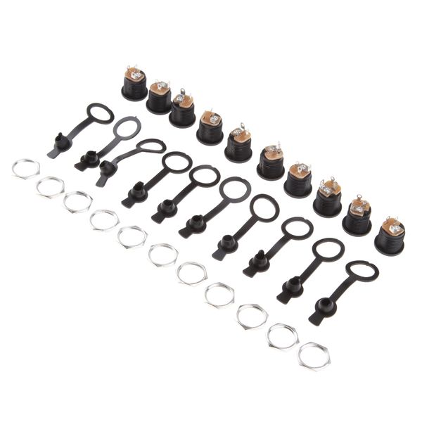 

10pcs 5.5x2.1 mm dc power jack socket mount connector with cap&screw nut