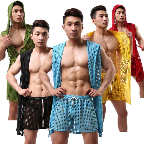 

men's sleepwear leisure household nets sleeveless gown sleep (not include shorts, Black;brown