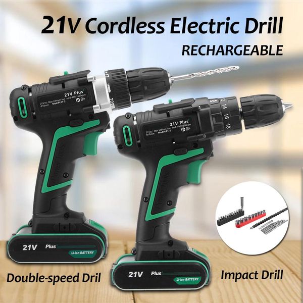 

double speed cordless electric screwdriver drill lithium battery wireless power tools electrical hand impact drill set