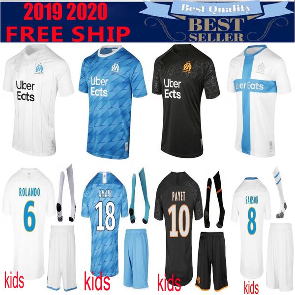 

2019 olympique de marseille benedetto soccer jersey 2020 maillot de foot payet 120 years thauvin 19 20 om home and kids kits football, Black;yellow