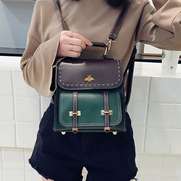 

2020 women vintage backpacks classic old schoolbag for girls female fashion school bag pu leather college backpack