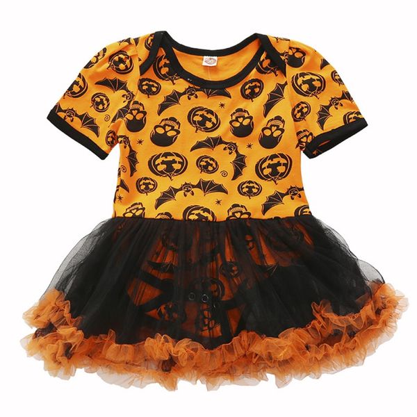 

summer baby dress cotton dress for girls cartoon pumpkin party dresses for girls halloween fashion baby girl clothes, Red;yellow