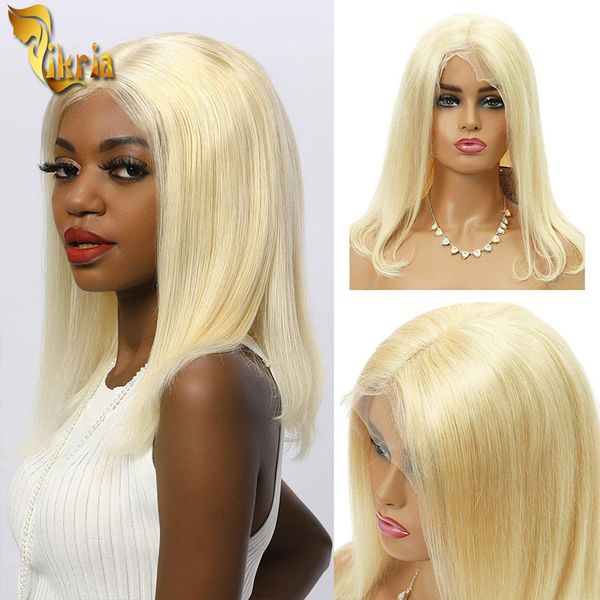 

13x4 613 bob wigs blonde brazilian straight human hair 8~14 inches short bob pre plucked natural hairline with baby hair for black women, Black;brown