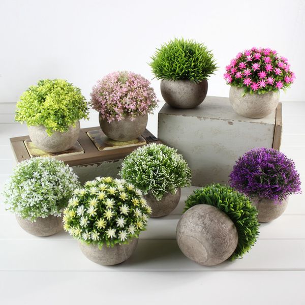 Gefälschte Blumen-Gras-Kugel aus Kunststoff, Bonsai, künstliche Blumen, Simulation grüner Pflanzen, Wiederherstellung alter Wege, Heimtextilien