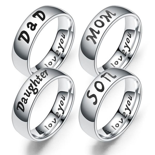 

2020 stainless steel i love you designer ring i love you dad mom son daughter ring bang family member letter rings fashion jewelry, Silver