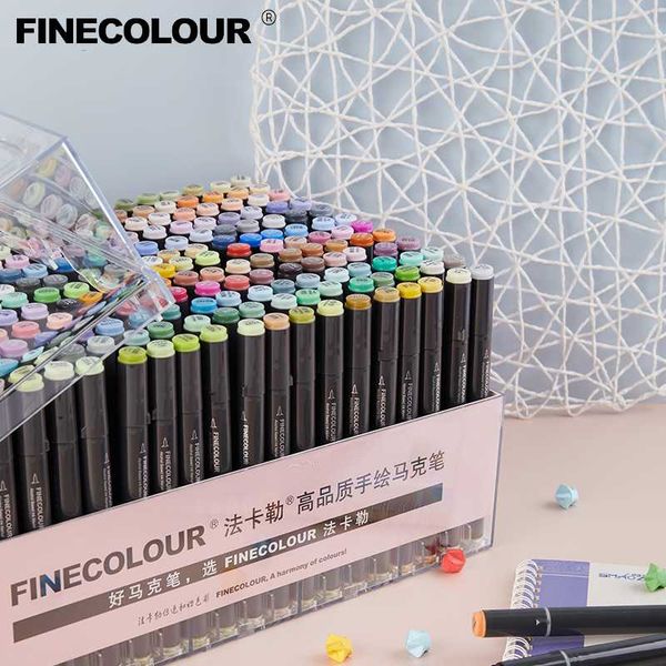 

finecolour art marker/plastic portable hard box pen ef100/101/102/103 160/240/480 colors double-headed brush alcohol oily marker