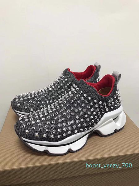 

designer shoes spike sock men sneakers platform red donna flat rubber womens red bottom spike luxury shoes flat trainers 16 color b70, Black