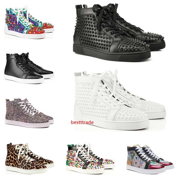 

with ]2019 designer fashion s shoes studded spikes flat sneakers for men women leather casual rivet sneakers