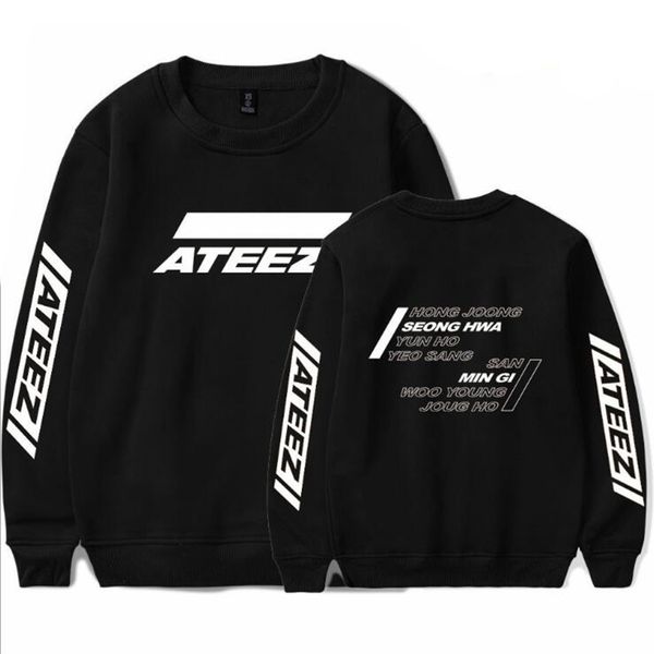 

new fashion kpop ateez-the expedition tour hoodies men women capless sweatshirts streetwear casual tracksuit hip hop sweatshirt, Black