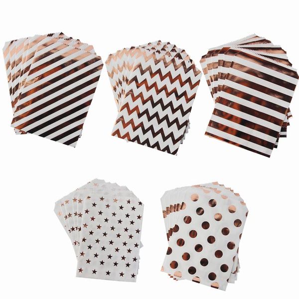 

gift wrap 50/100pcs rose gold paper bags party supplies box christmas wedding decor packing cookie bag birthday decoration