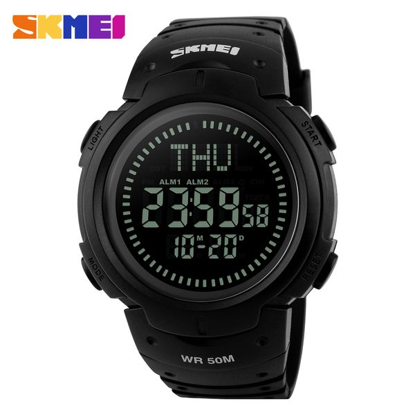 

skmei 1231 multifunctional digital 50m waterproof sports smart men's watch satch compass calendar week hour countdown 3alarm, Slivery;brown