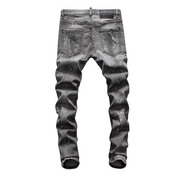 

designer mens jeans fashion brand men high street motorcycle miri pants hole-breaking classic jeans 28-36 waistline trousers, Blue