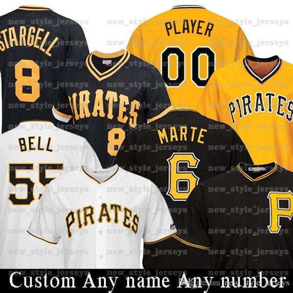 

Custom Men's Pittsburgh 8 Willie Stargell Pirates Jersey 55 Josh Bell Starling Marte Baseball Jerseys Chris Archer