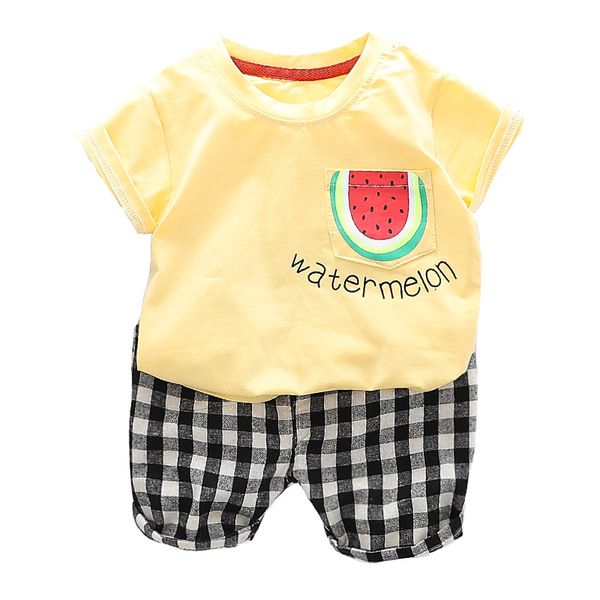 

new summer baby boy girls clothes children fashion t shirt plaid shorts 2pcs/sets toddler casual clothing infant kids tracksuits, White