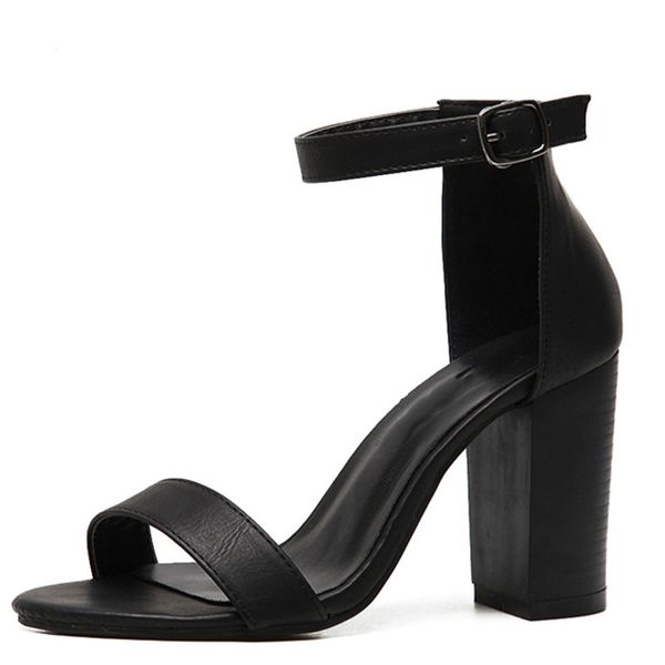 

aneikeh 2019 summer women sandals plus size 35-42 ankle strap shoes sandals thick high heels gladiator women pumps black