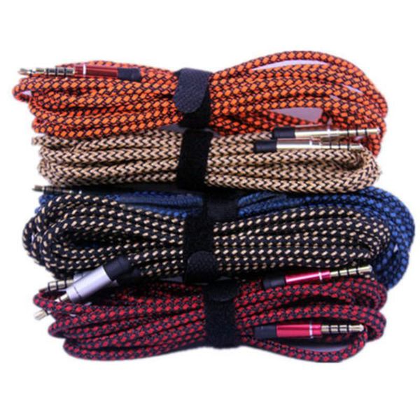 

2019 плетеный weave aux аудио кабель 5ft 1,5 м 3,5 мм мужской стерео аудио кабели удлинения для сотовых телефонов mp3 динамик планшет