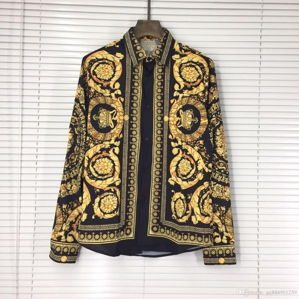 

men's shirt 2020 autumn new fashion trend digital print men's fashion slim long sleeve shirt size s-2xl men clothes cool t-shirts, Black;brown