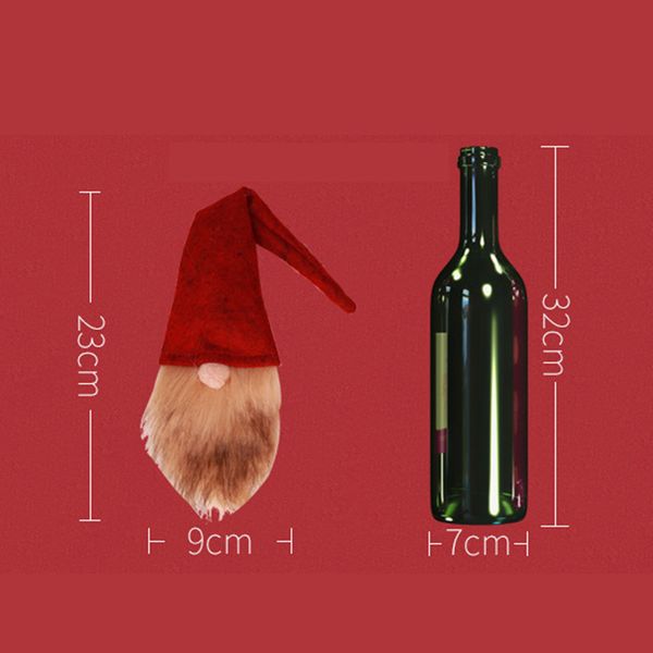 

merry christmas santa claus wine bottle covers long hat gnome bottle cap decor xmas table dining baubles