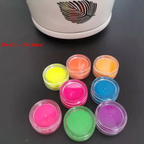 

8 colors/set nail phosphor pigment powder fluorescence neon powder painting diy soap salon nail tips art phosphor pigment, Silver;gold