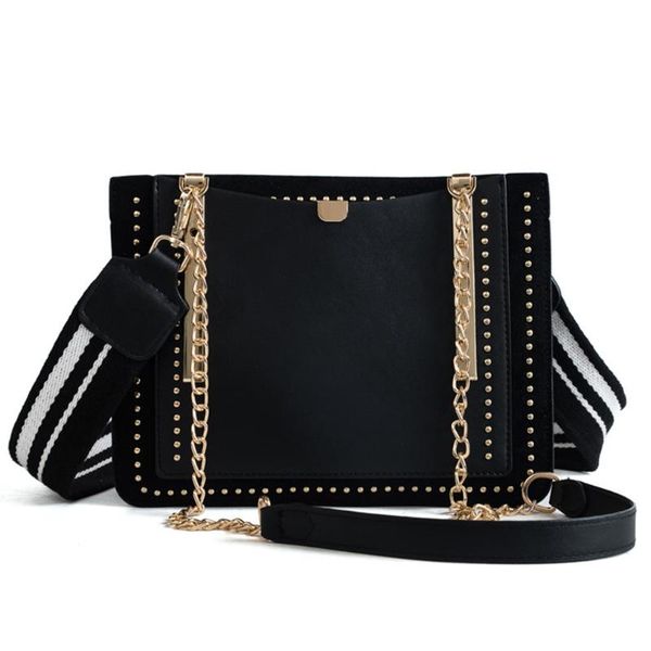 

women's fashion handbag metal chain tote bag casual leather messenger bag