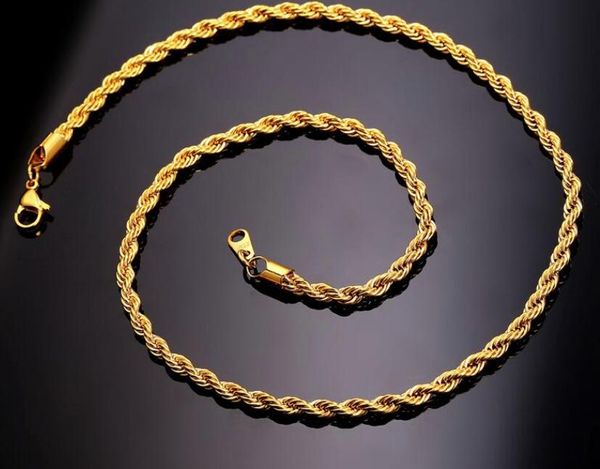 Colares pendentes 18k Real Gold Bated Aço inoxidável Colar de corrente para Men Chains Gold Jewelry GiftChristmas e presente do dia dos namorados