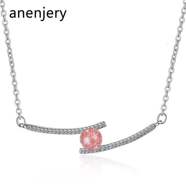 

charm 925 sterling silver natural strawberry crystal micro zircon line necklace for women choker