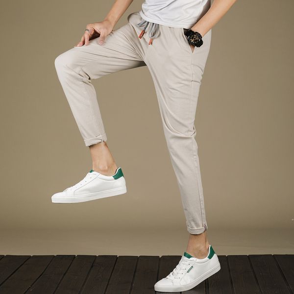 

2020 fashion solid sweatpants men casual pant joggers breathable pencil pants drawstring new male trousers 9901, Black