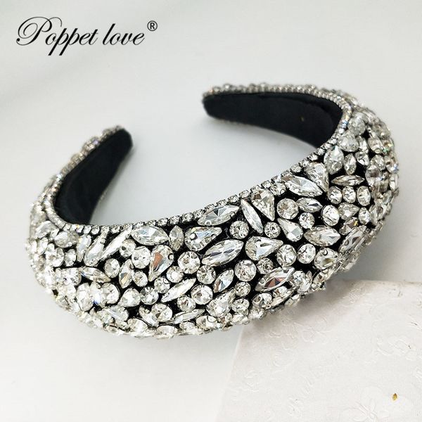 

big velvet hairbands sponge crown,head chain handmade hairhoop for women, tiaras and crowns thick headband for girlsspecia, Golden;white