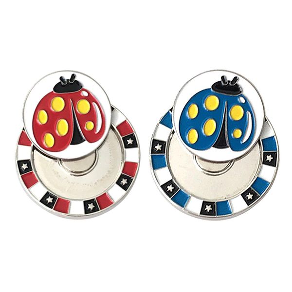 

2x golf hat clip ball markers brooch position