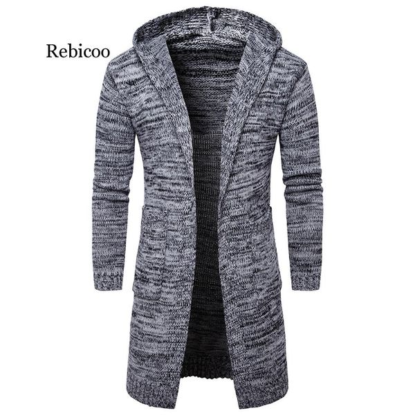 

2019 men slim coat winter men's long sleeve jacket trench stylish cardigan knit warm knitwear jackets for male overcoat, Tan;black