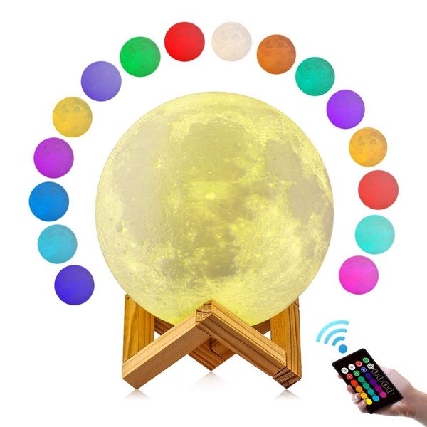 

moon lamp, gdpets 3d printing moon night light with stand 18cm