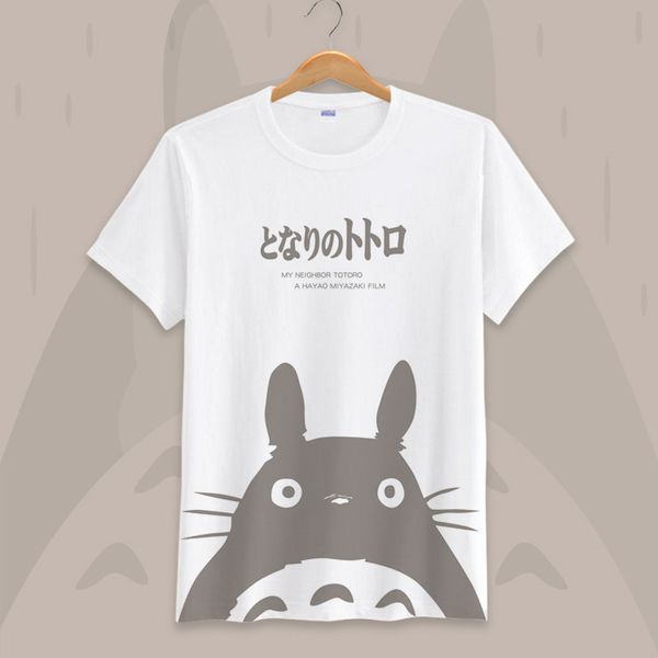 

japan anime totoro printed t-shirts short sleeve men women plus size cartoon tees summer t shirts, White;black