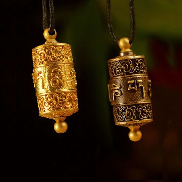 

tibet buddha six words of the truth mantra necklaces buddhism prayer wheel spiritual pendant necklace for men and women nc-1, Silver