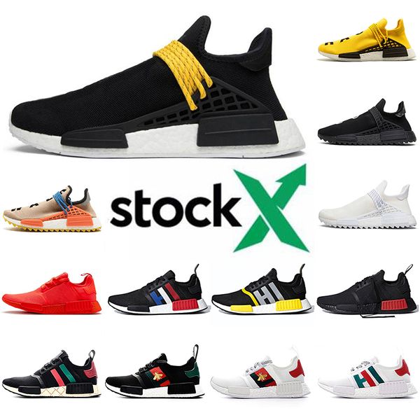 

2020 stock x new nmd pharrell williams human race running shoes r1 shoes black white mens womens designer sneakers human races trainers