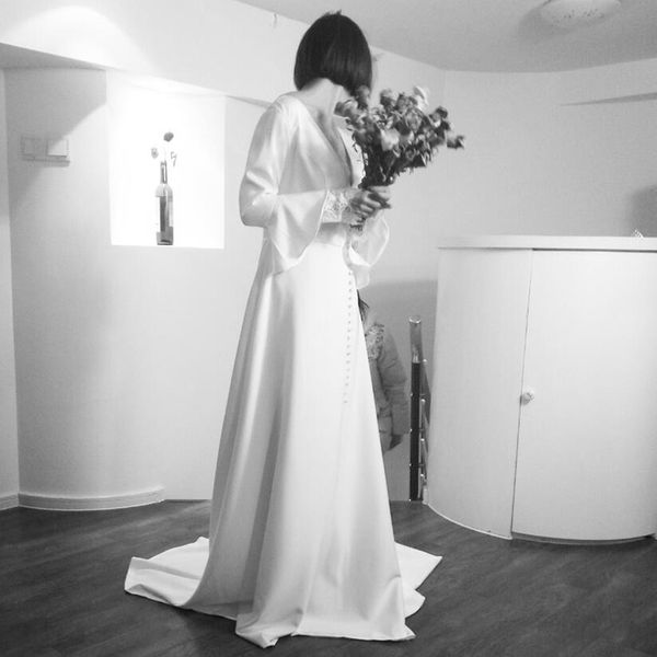 

2019 Bohemia Wedding Dresses simplicity Gwendolyn Beach Country Bridal Dresses V Neck Wedding Party Gowns Custom Made