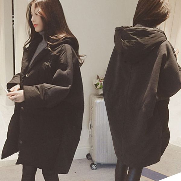 

hooded cocoon cotton-padded clothes women's 2019 autumn and winter new style korean-style loose-fit padded overcoat fight woolen, Blue;black