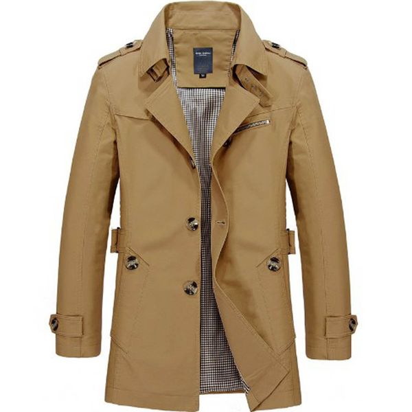 

british slim single breasted mens long trench coat europe trenchcoat jacket male coat trench ing, Tan;black