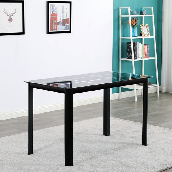 

modern dining table tempered glass steel frame kitchen breakfast furniture black square glass dining table