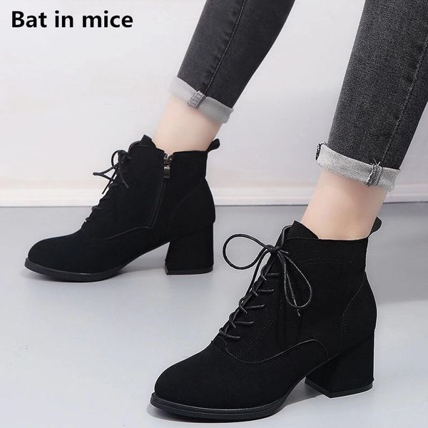 

winter women platform high heels ankle boots women boots buckle thick heel short snow snow mujer t768, Black
