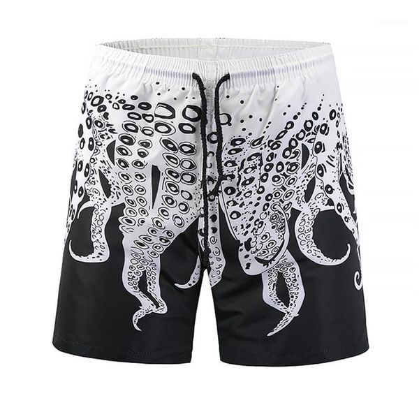 

loose knee length mens short pants male apparel 3d print quick drying designer mens beach shorts summer, White;black