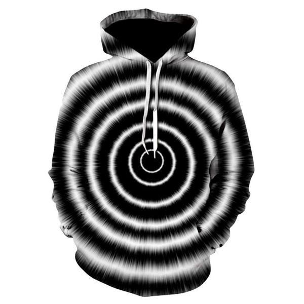 

pop 2019 mens 3d digital vortex printed long sleeve hooded sweatshirt sudaderas para hombre riverdale harajuku hoodie men, Black
