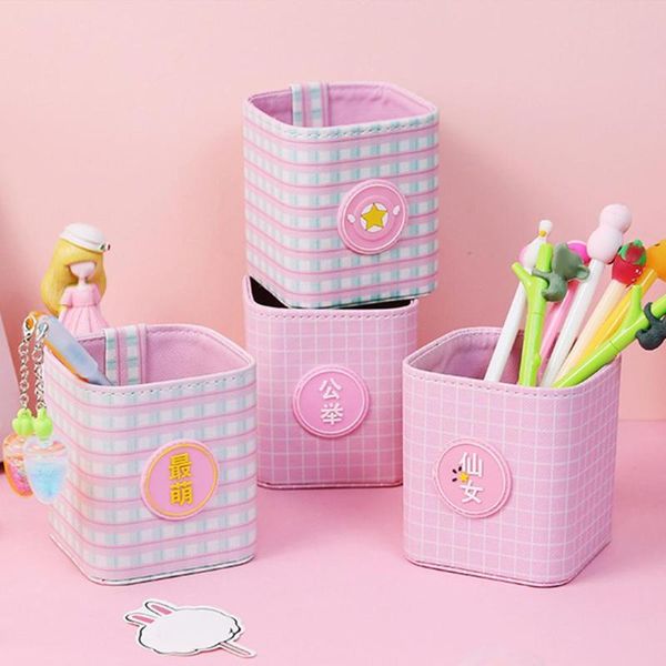 

manicure art brush pen holder faux leather storage box cosmetic organizer cup