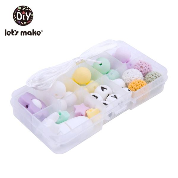

let's make 1 set silicone beads diy boy and girls teething necklace baby shower gifts cartoon saped teether grade